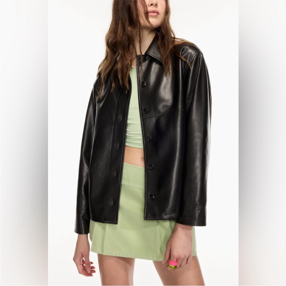 Aritzia Sunday Best Gabby Shirt Jacket - Faux Leather 2XS